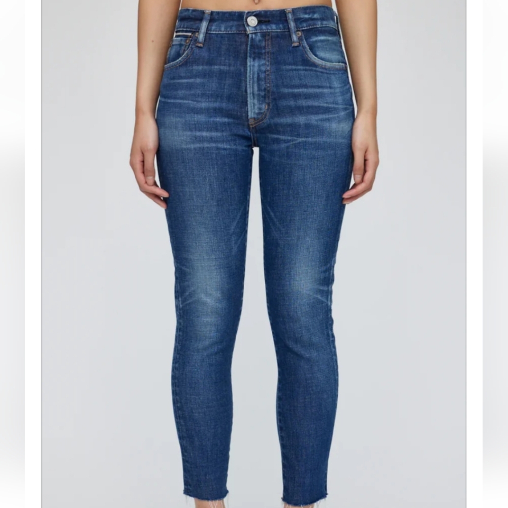 New Moussy Vintage Sonyea High Rise Raw Hem Skinny Jeans Japanese Denim